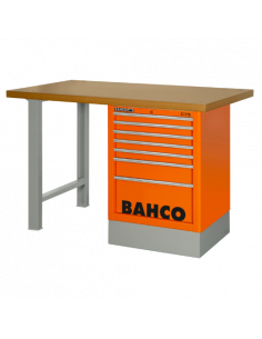 Bancos de trabajo "Heavy Duty" con encimera de DM, cajonera lateral y dos patas (1500 x 750 x 1030 mm)