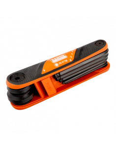 Juego de llaves hexagonales en navaja, con bola, métricas y con mango bi-componente (7 piezas)