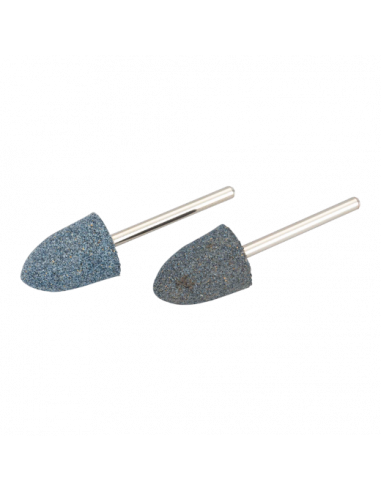 Discos abrasivos pequeños con forma de bala, de lijado fino y con eje de 3 mm (2 piezas/embalaje en blíster)