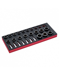 Juego de vasos de 1/2" en bandeja de foam 1/3 Fit&Go (28 piezas)