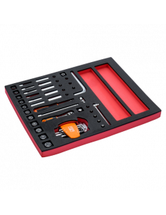 Juego de carraca de cabeza tipo pera y vasos de 1/4" en bandeja de foam 2/3 Fit&Go (44 piezas)