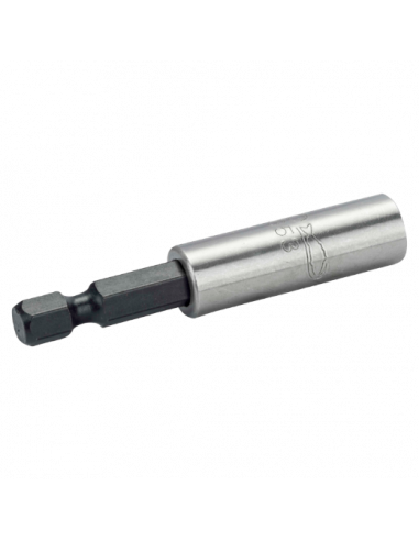 Portapuntas universal para perfil hexagonal de 1/4" con anilla de retención de 60 mm