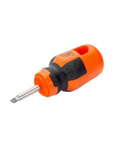 Destornilladores de punta recta BahcoFit con mango de goma Stubby, 0,8-1,2 mm