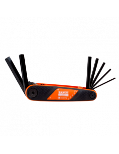 Juego de llaves hexagonales en navaja métricas con acabado fosfatado y mango bi-componente - siete unidades