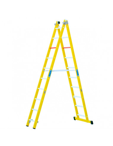 Escalera fibra combinada 2 tramos