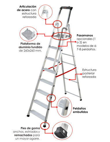 Escalera de tijera profesional Alu...