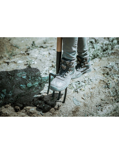 Horca de jardín, dientes forjados y...