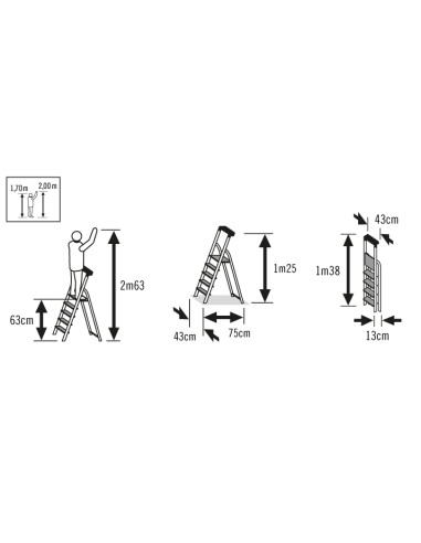 Escalera de tijera de aluminio L60...